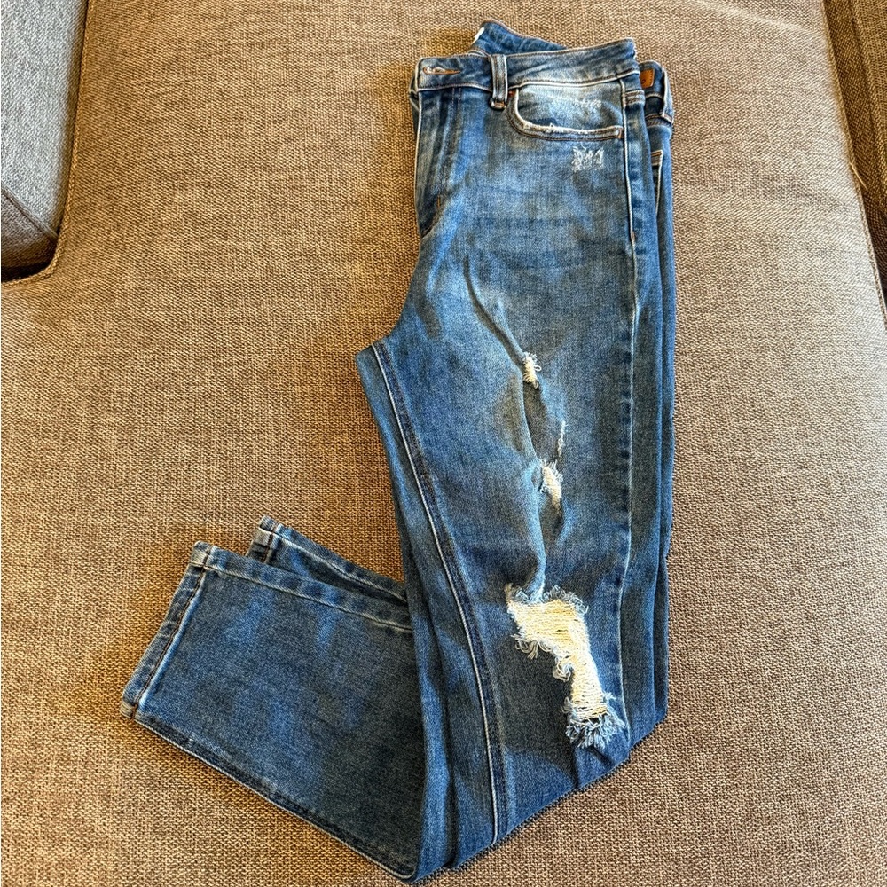 Distressed Blue Jeans